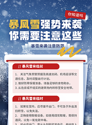 大气简约暴雪来袭注意防范事项海报设计