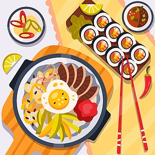 韩式美食石锅拌饭寿司套餐