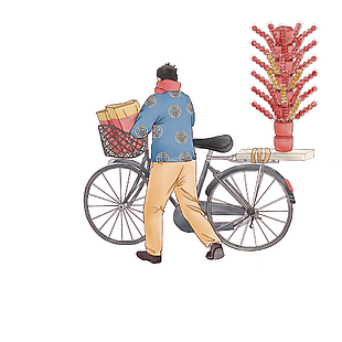 卡通精美传统卖糖葫芦的人插画素材下载