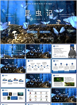 实用法布尔昆虫记读书分享汇报PPT模板