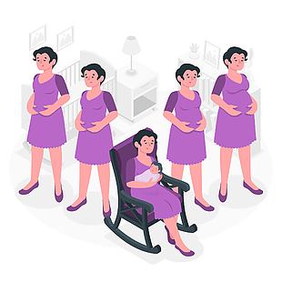 孕妇矢量卡通插画设计
