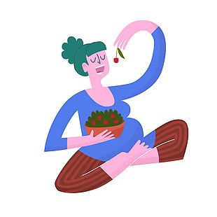 时尚怀孕妇女插画设计