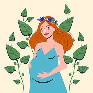 美丽时尚怀孕妇女插画