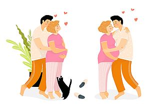 孕妈幸福时光主题插画