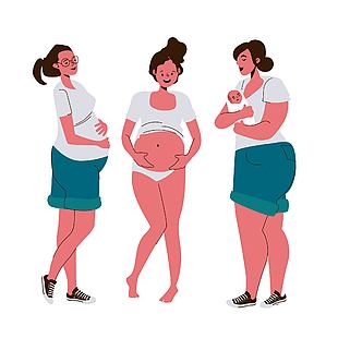 时尚怀孕妇女插画设计