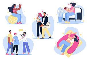 手绘卡通孕妇插画设计