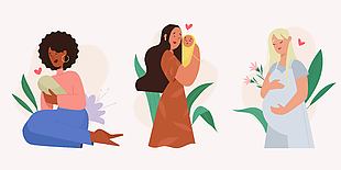 时尚怀孕妇女插画设计
