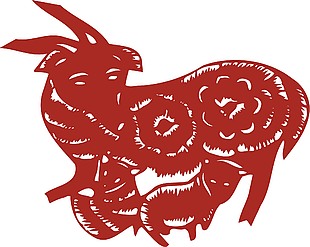 中华传统剪纸动物羊