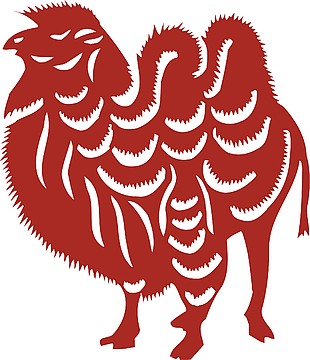 中华传统剪纸动物骆驼