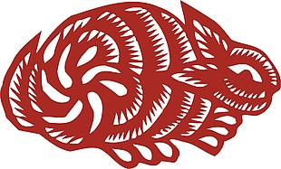 中国传统剪纸兔子元素