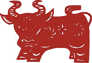 红色动物生肖剪纸图案免抠素材