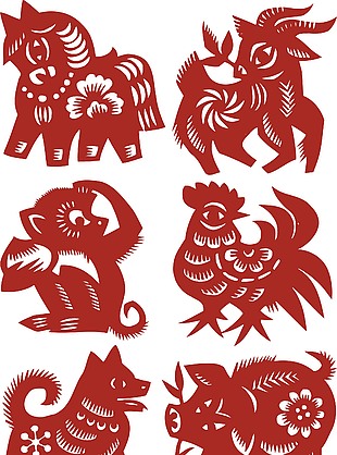 中国传统剪纸动物图案