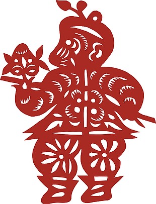 中华传统剪纸动物猴子