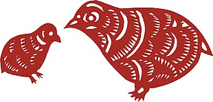 红色剪纸鸟图片素材