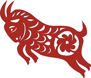 红色剪纸山羊插画模板