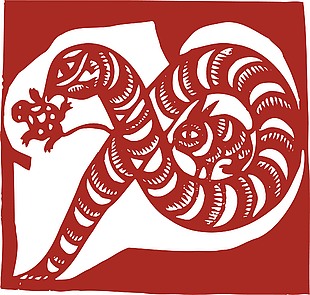 红色剪纸蛇剪纸图案