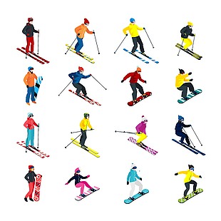 冰雪运动插画图片