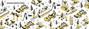 冬季冰雪运动项目插画
