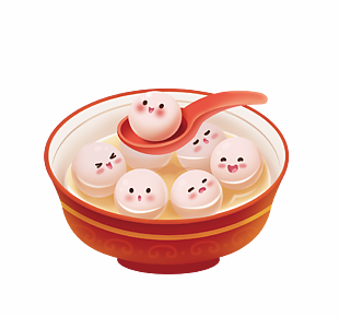 可爱精美手绘风一碗汤圆插画素材下载
