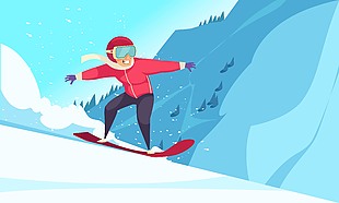 冰雪运动项目滑雪插画