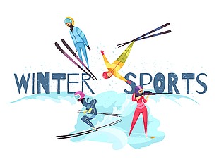 冬季滑雪插画比赛