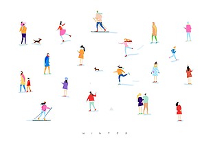 冰雪户外运动插画