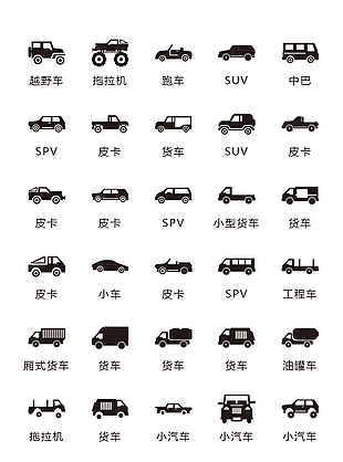 黑色简约手绘线性汽车图标矢量素材