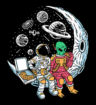 月球外星人简约插画