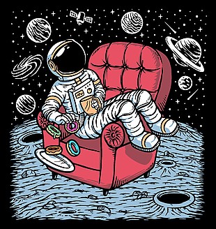 卡通宇宙太空人插画