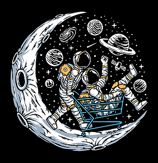 遨游太空宇航员插画