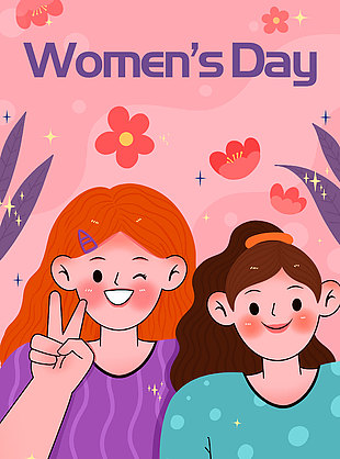 妇女节线条创意人物插画设计