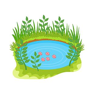 卡通小岛湖水风光图片