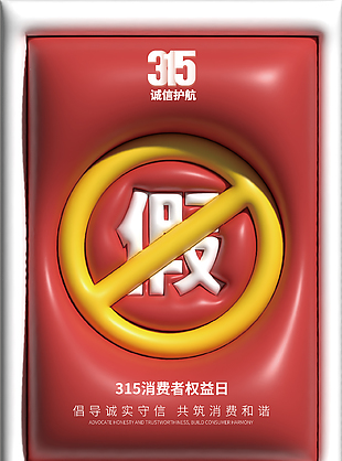 315诚信打假创意膨胀风海报