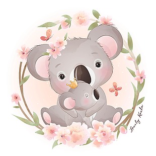 可爱卡通野生动物考拉插画