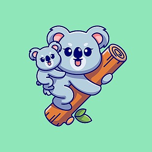 可爱考拉爬树插画
