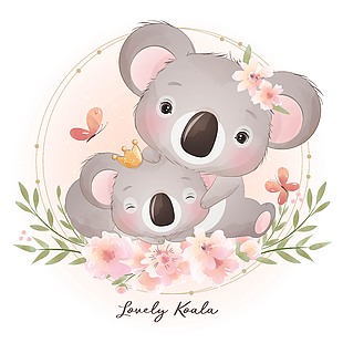 卡通手绘插画可爱考拉