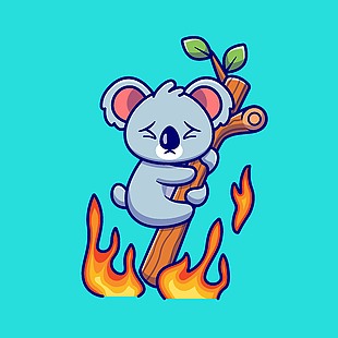 保护野生动物考拉插画