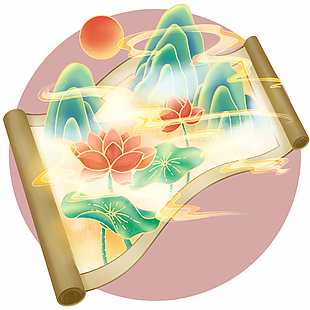 简约古风插画卡通设计元素
