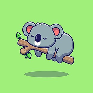 卡通手绘插画爬树的考拉