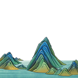 山水插画卡通设计元素模板