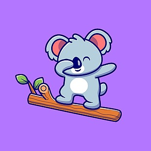 萌趣考拉动物插画设计