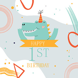 简约卡通生日设计元素模板