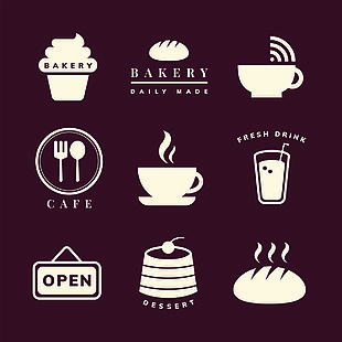 美食咖啡卡通图标