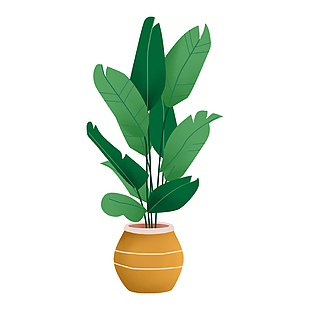 手绘天堂鸟办公室盆栽绿植插画素材