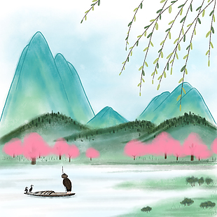 传统国风山水插画设计元素