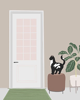 温暖色调家居生活插画