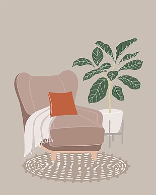 悠闲居家生活插画