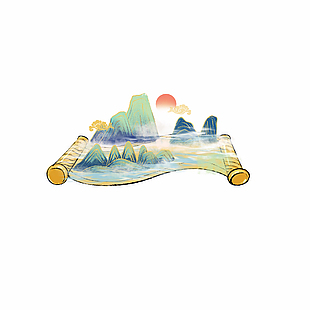 国风创意山水画卷设计素材