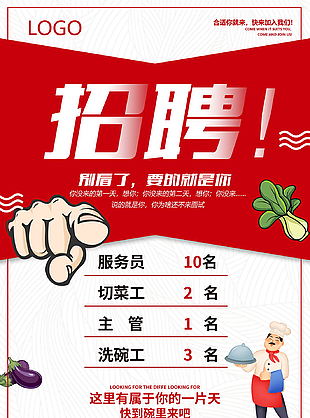 撞色简约酒店招聘海报设计