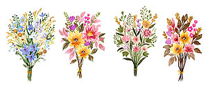 春天鲜花花束插画